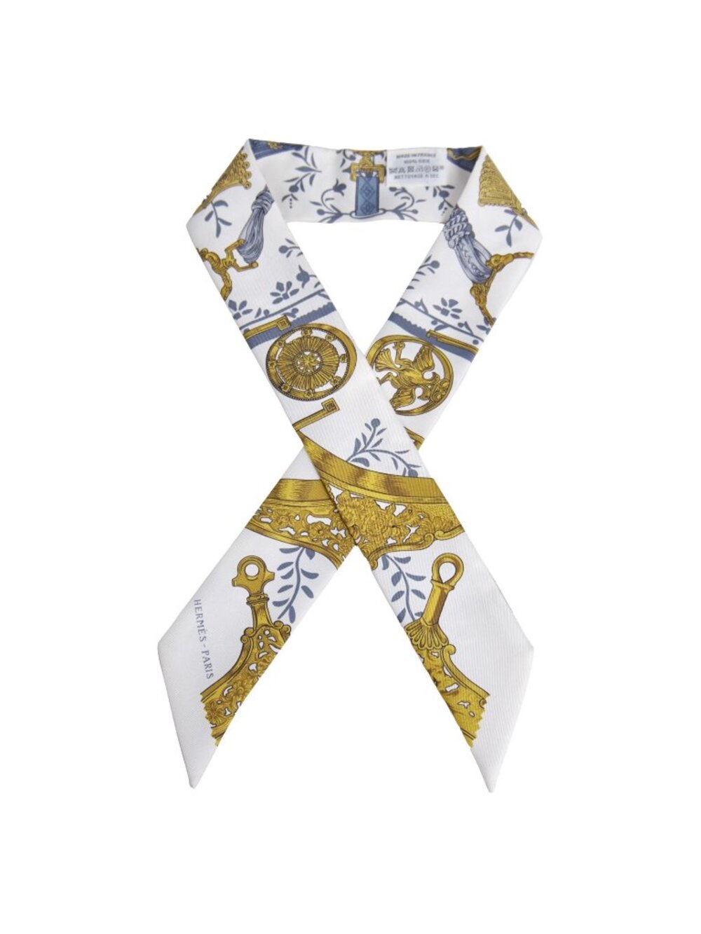Hermes Scarf Twilly Silk Twill Ribbon All Over Print Multicolor